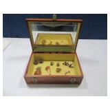10" Vtg Cedar Jewelry Box w/ Random Costume Jwlry