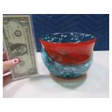 6" Handmade/Blown Art Glass Bowl Beautiful