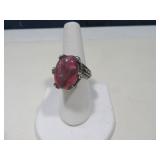 .925 Silver sz7.75 Ring w/ Pinkish Stone