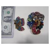 (2) Bling Stunning Pins Jewelry Butterfly & Large