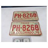 Matching Pair COLORADO 1975 Licence Plates TRUCK
