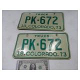 Matching Early# CO 1973 License Plates