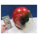 1971 Vintage Red Sparkle Motorcycle Type Helmet
