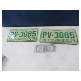 Matching Pair 1973 Colorado License Plates