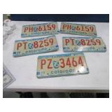 (5) Colorado 1976 License Plates