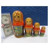 Vintage Russian Matruska Nesting Wood Doll EXC