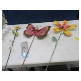 (3) Metal Yard Flower/Butterfly Decor Art