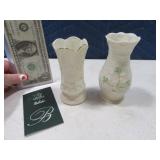 (2) BELEEK Pottery 4" Vases EXC