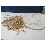 Neat Handsewn 12" Clothes Pins Bag FULL Wood Pins