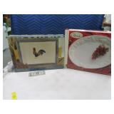 (2) New Large Serving Platters Cock & White