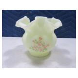 Handpainted Signed FENTON 5" Ribbon Edge Glass