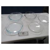 (5) Nice Glass PYREX Pie Plates EXC