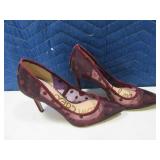 LikeNew SAM EDELMAN sz7.5 Red SeeThrough HighHeels