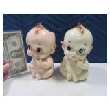 (2) Early JAPAN 8" Kewpie Doll Pottery PlanterRARE