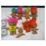 (7) asst Vintage TROLL 4"ish Dolls