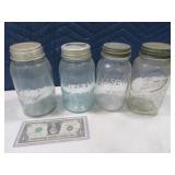 (4) Early ZincTop Canning Jars