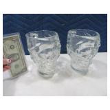 (2) Glass 7" SKULL Handled Mugs TreasureIsland