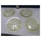 (4) Yellow Depression 10.5" Divider Plates Embossd