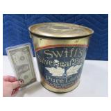 Antique SWIFT Lard 8" Pale Tin w/ Lid