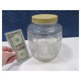 Early 8" Glass PickleType Jar Neat AAA
