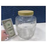 Early 8" Glass PickleType Lidded Jar Neat BBB