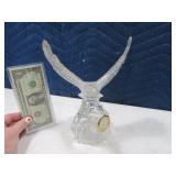 9" Glass Eagle Figurine w/ mini clock