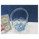 Early 10" Blue RuffledEdge Glass Basket