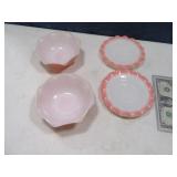 (4) Vintage Pinkish RuffledEdge 5" Dishes FrKing?