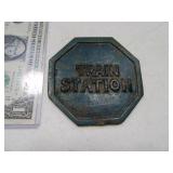 3" Cast Iron TRAIN STATION Sign?