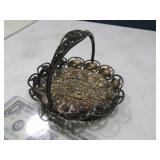 5" Unusual Early Metal Handled Cutout Basket?