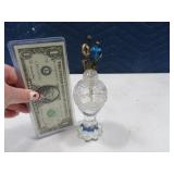 5" Antique Glass Hat Pin Jar w/ (6) Antique HatPin
