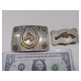 (2) Vintage Belt Buckles Gun & Horse