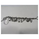7.5" Cartoon W.B. Charm Bracelet Taz~Porky 9charm