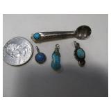 (4) Mini Pawn Sterling Silver Jewerly Spoon~Pendnt