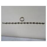 (2) Sterling Butterfly Thin Bracelet +5.75 Ring Pk