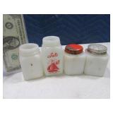 (4) Antique MilkGlass Look Salt & Pepper Shakers