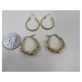 (2) .925 Sterling GoldToned 1" Earrings