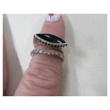 (2) Sterling Silver sz 6.5 Rings Black & MiniBling