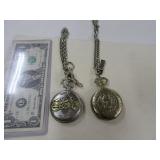 (2) Modern BatteryOp Pocket Watches Motorcycle