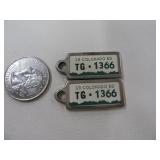 Matching Pair 1963 CO Keychain License Plates
