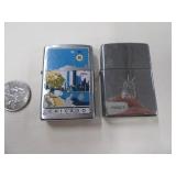 (2) ZIPPO Lighters StatueLiberty~Chicago
