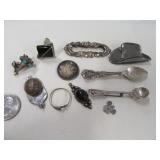 LOT Sterling Silver Jewerly Coin w/ Stones $$