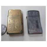 (2) Early Slim ZIPPO Lighters w/ Initials