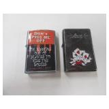 (2) Modern Lighters LUCKY & Piss Off