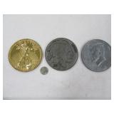 (3) Oversized Card Protector Metal 2.5" Coins