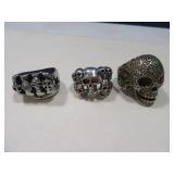 (3) sz8 to 8.75 SKULL Rings