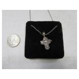 Sterling Cross Lockett Pendant on Necklace