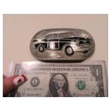 Vtg Chevy Bel Air 4.5" Belt Buckle Inlaid Embossed