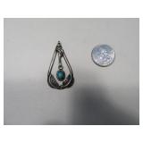2" Pawn Sterling Silver Turquoise Dangle Pendant