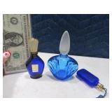 (3) Cobalt Blue Vtg Perfume Bottles 2.5" ~ 4"